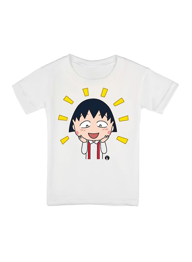 بي بي تيشيرت مطبوع بتصميم من سلسلة الرسوم المتحركة "Chibi Maruko-Chan" أبيض - Image 1