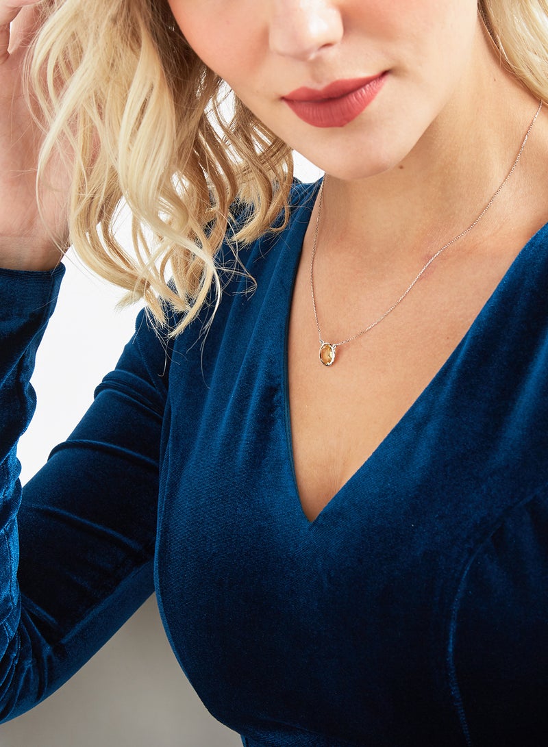 Capri Gold 18 Karat White Gold Citrine Single Stone Necklace - Image 5