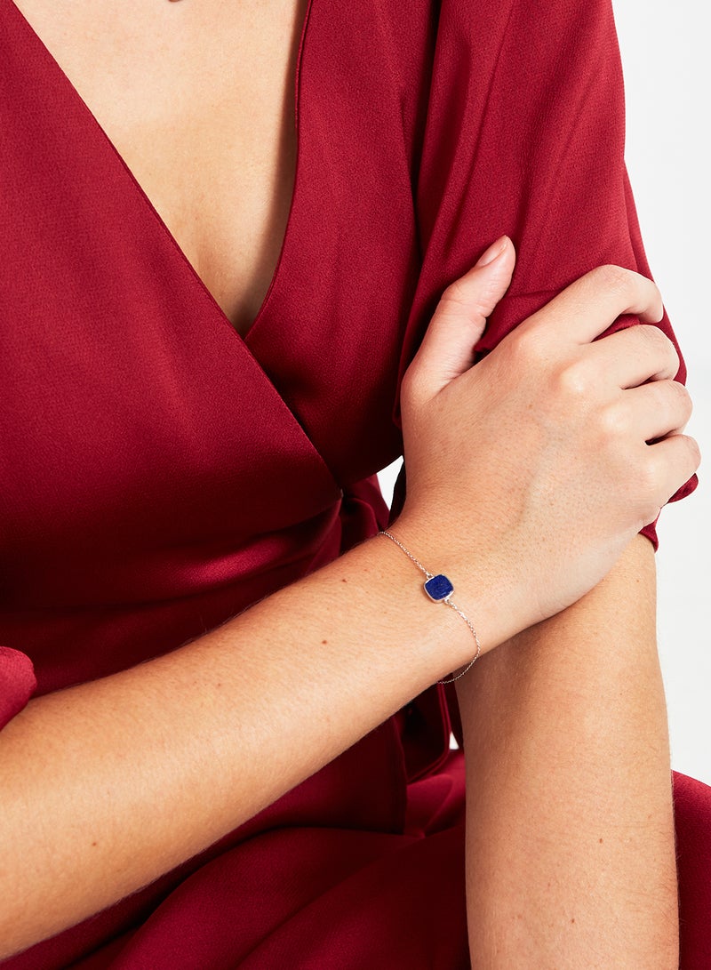 Capri Gold 18 Karat White Gold Lapis Lazuli Single Stone Bracelet - Image 5