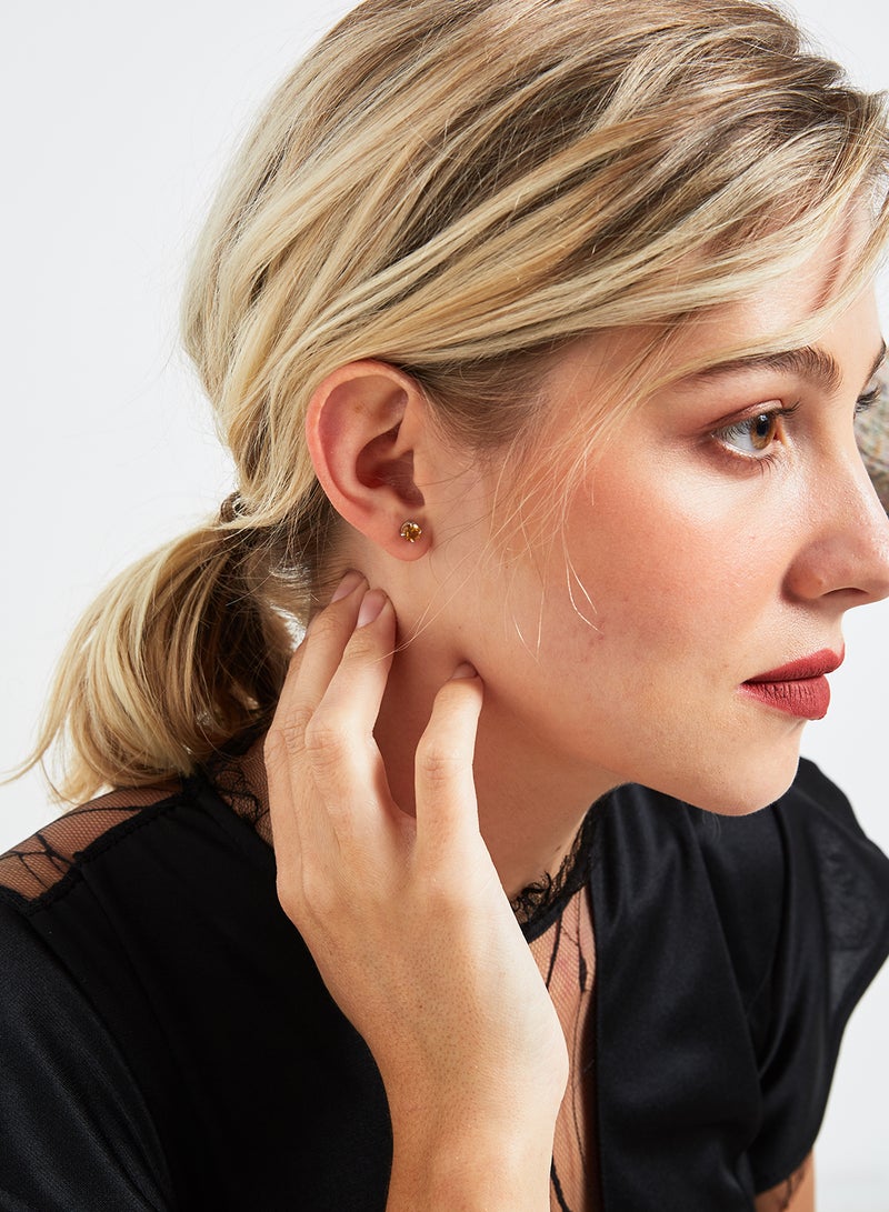 Capri Gold - 18 Karat White Gold Citrine Round Earrings - Image 1