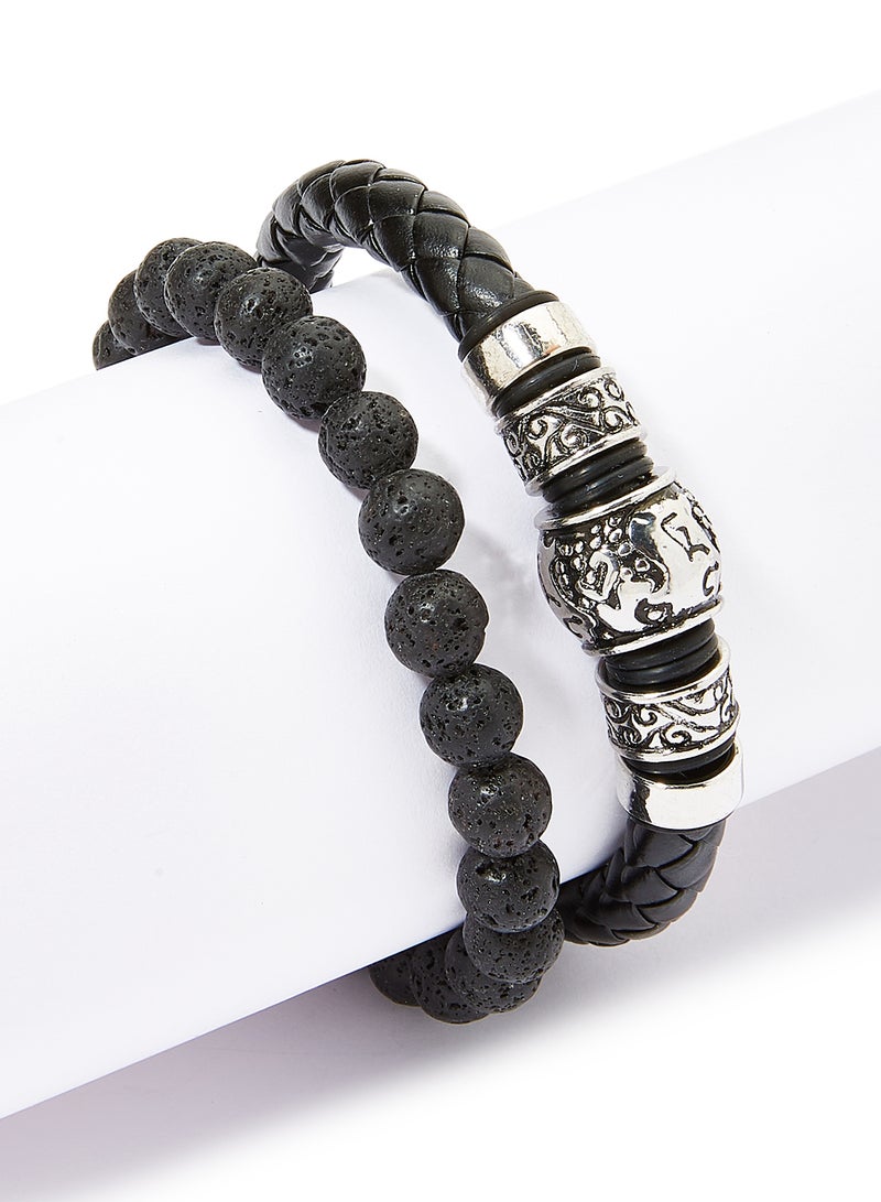 انجلش لوندري طقم من سوارين من الجلد والخرز - Image 2