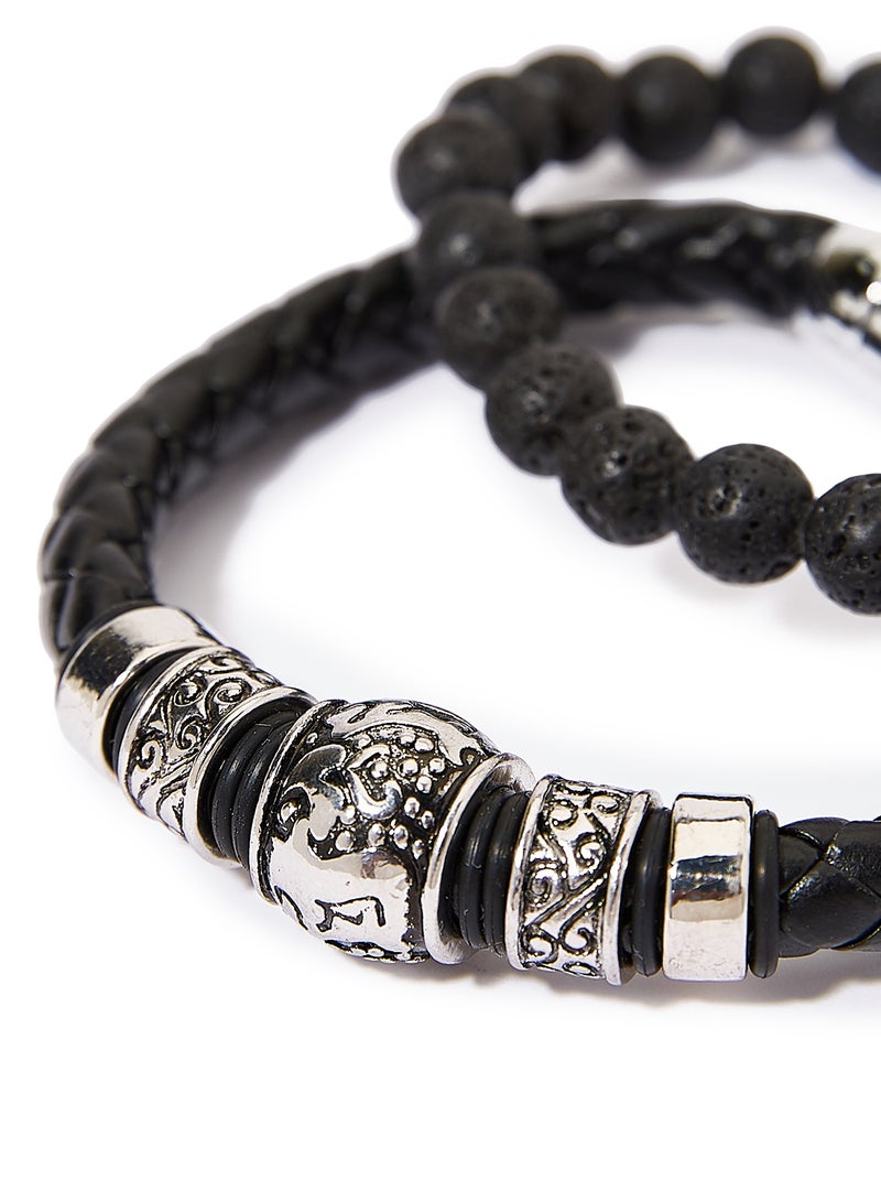 انجلش لوندري طقم من سوارين من الجلد والخرز - Image 3