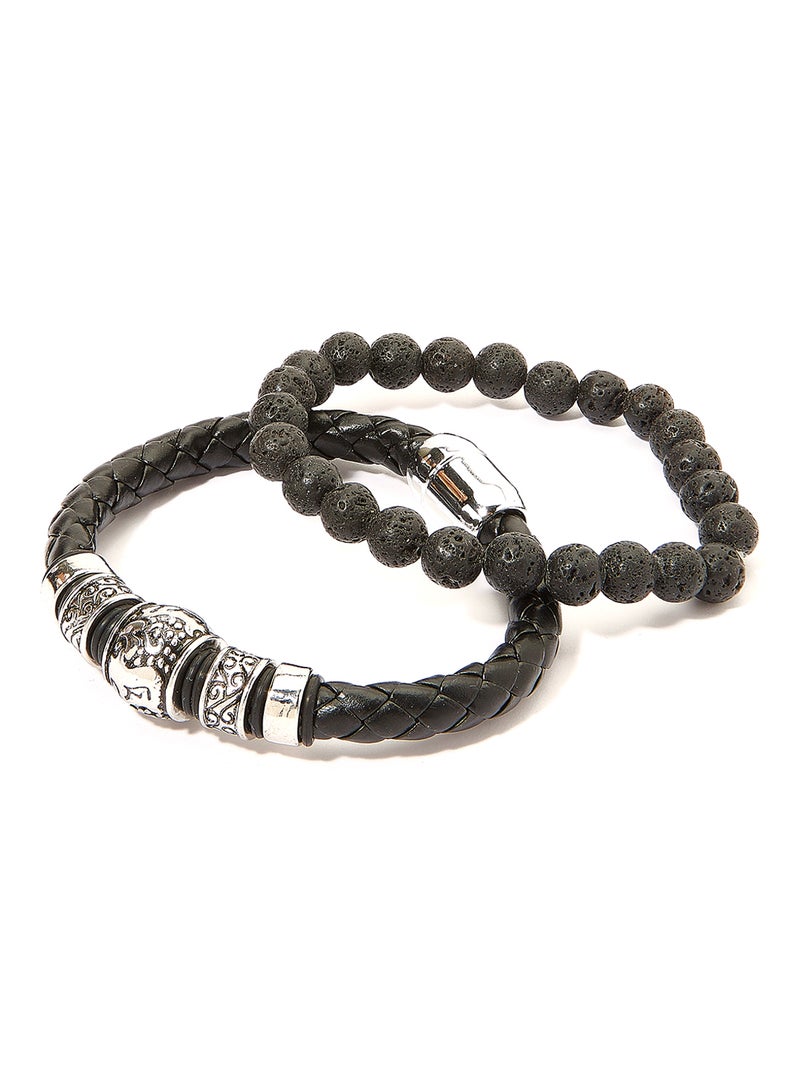 انجلش لوندري طقم من سوارين من الجلد والخرز - Image 1