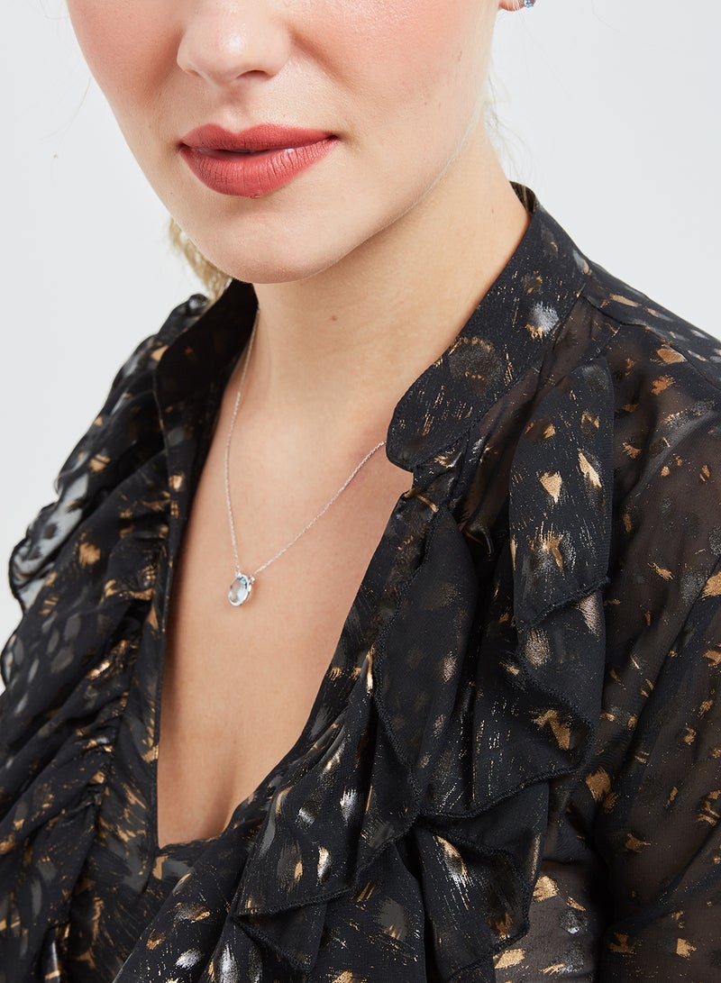 Capri Gold 18 Karat White Gold Blue Topaz Single Stone Necklace - Image 5