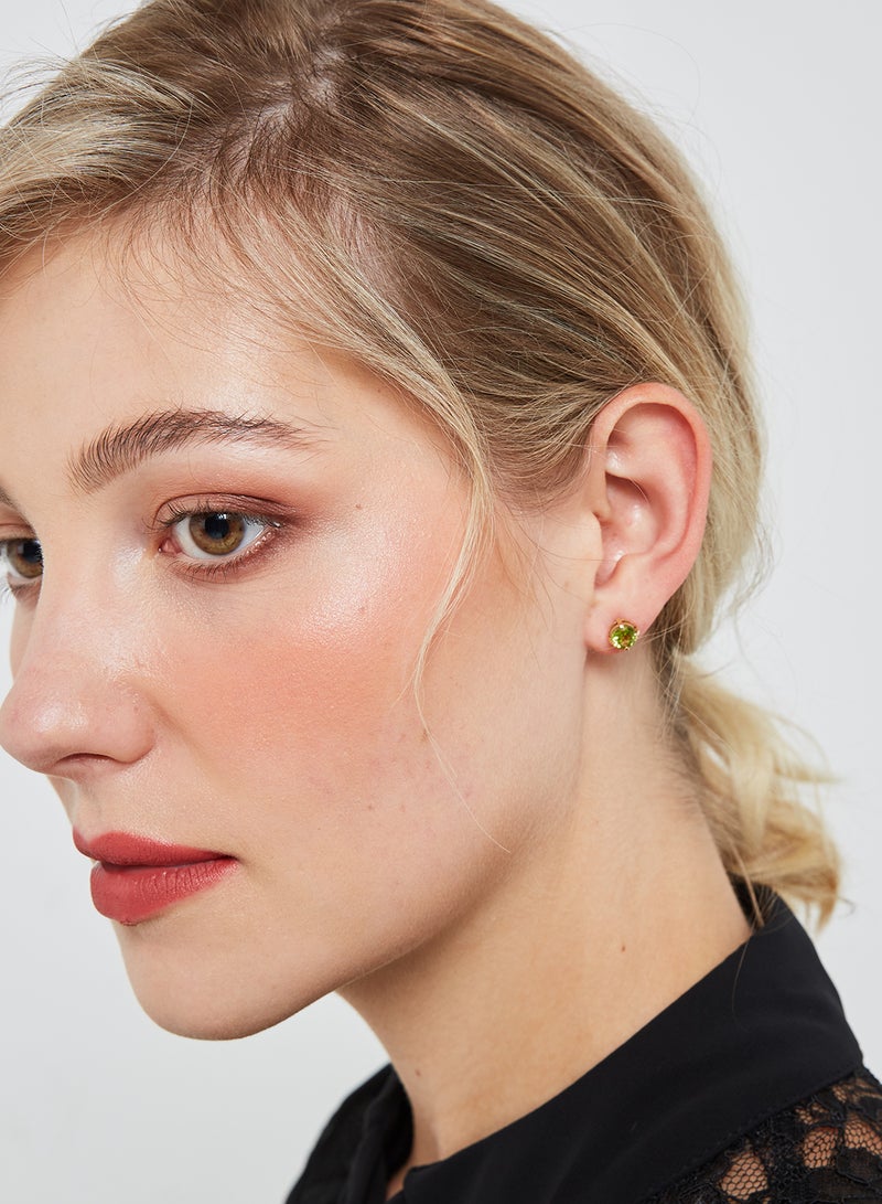 Capri Gold Peridot Round Earrings In 18K Gold  - Image 4
