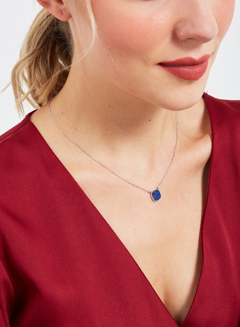 Capri Gold 18 Karat White Gold Lapis Lazuli Single Stone Necklace - Image 5