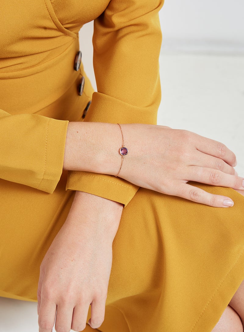 Capri Gold 18 Karat Rose Gold Amethyst Single Stone Bracelet  - Image 5