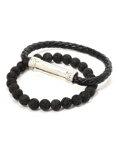 English Laundry Set of 2 Leather and Beads Bracelet