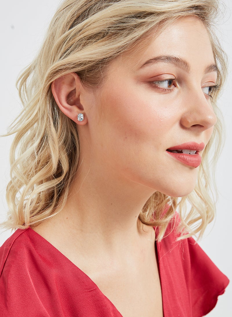 Capri Gold 18 Karat White Gold Aquamarine Oval Earrings - Image 4