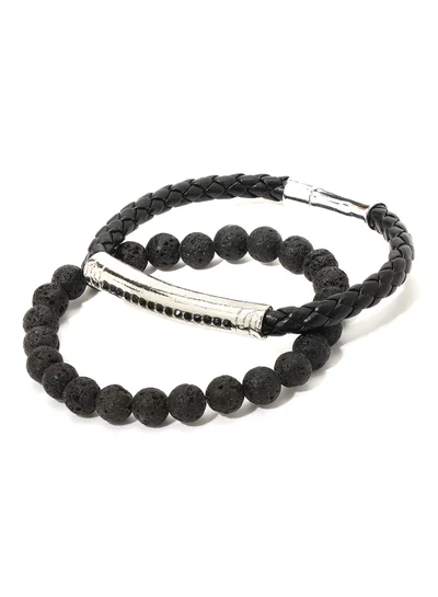 English Laundry Set of 2 Leather and Beads Bracelet