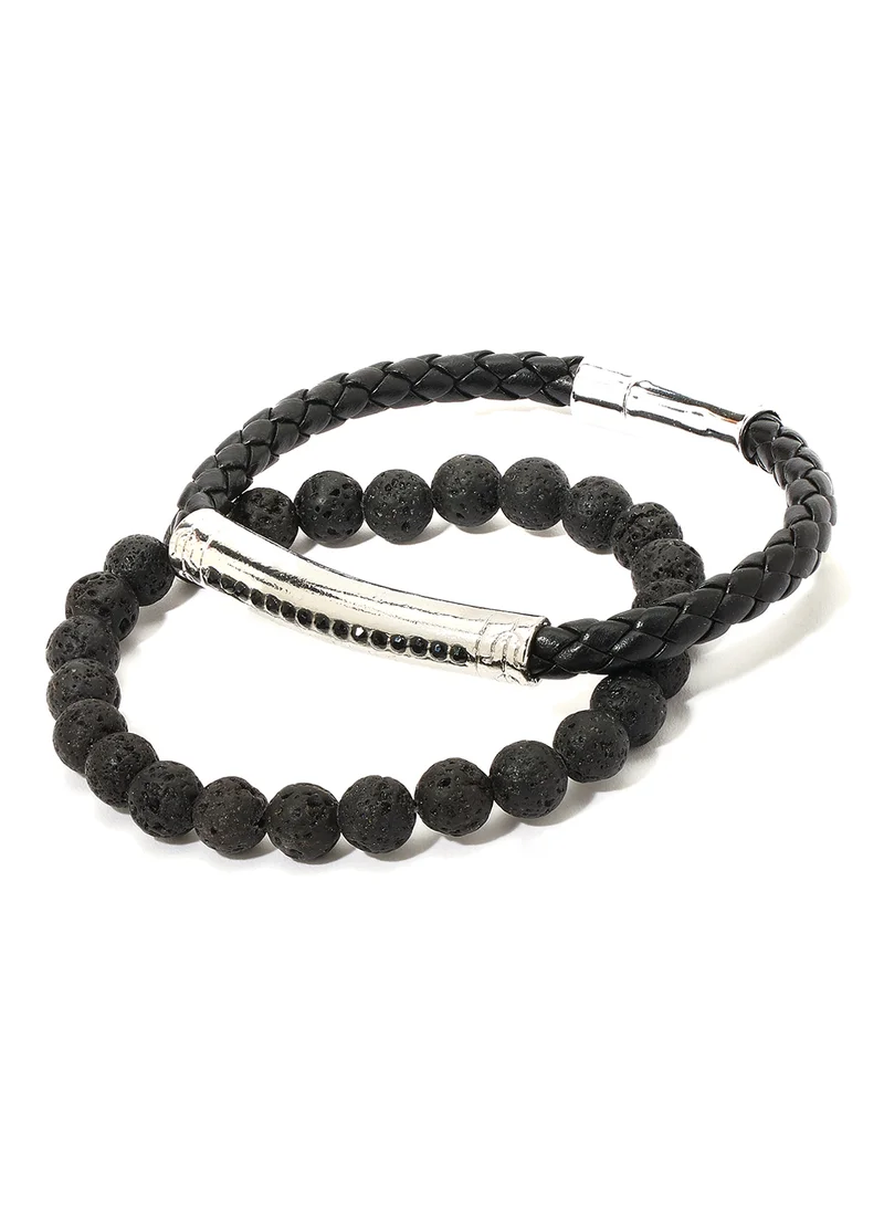 English Laundry Set of 2 Leather and Beads Bracelet