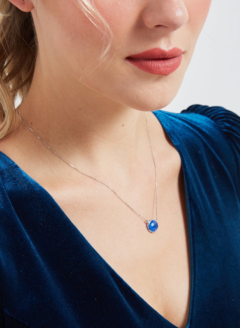 Capri Gold 18 Karat White Gold Blue Onyx Single Stone Necklace - Image 5