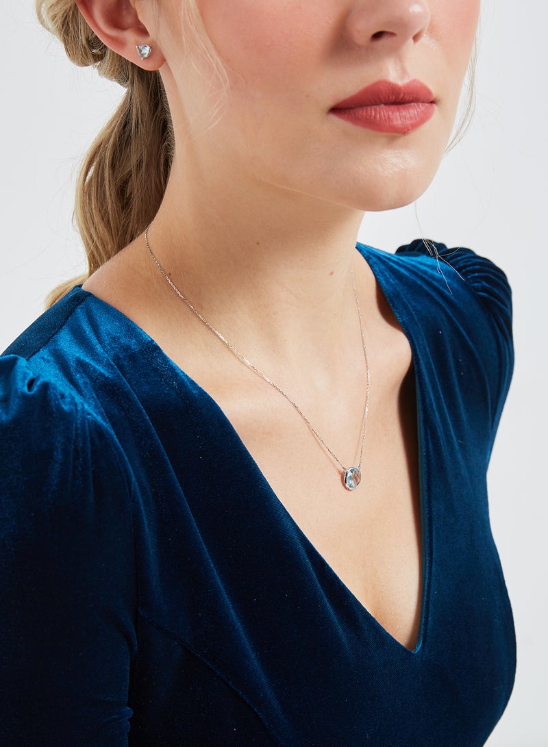 Capri Gold 18 Karat White Gold Blue Topaz Single Stone Necklace - Image 5