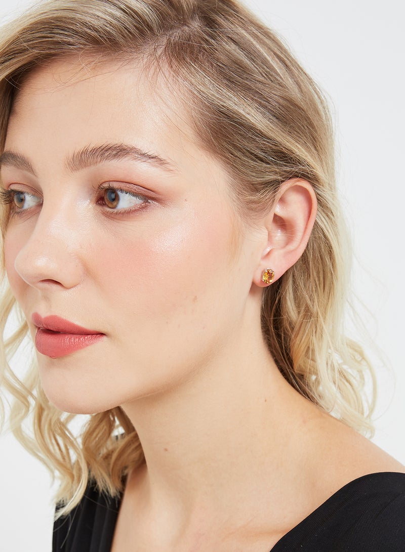 Capri Gold 18 Karat White Gold Citrine Oval Earrings - Image 4