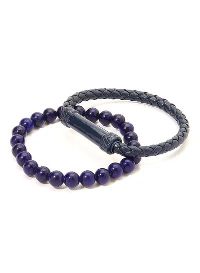 English Laundry Set of 2 Leather and Beads Bracelet