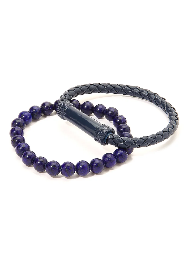English Laundry Set of 2 Leather and Beads Bracelet