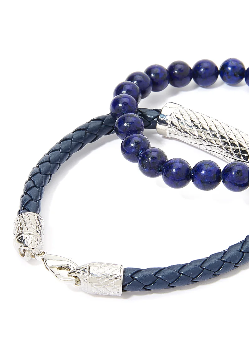 English Laundry Set of 2 Leather and Beads Bracelet