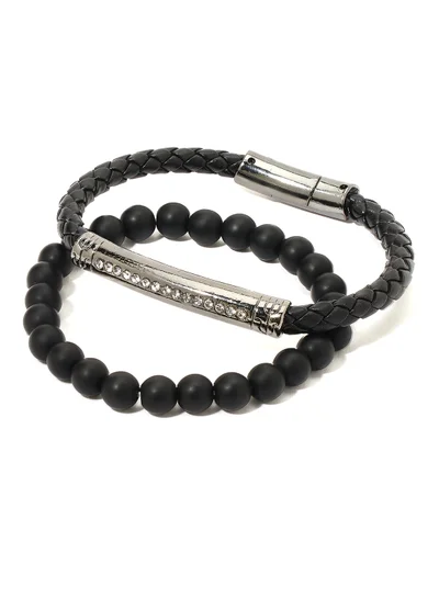 English Laundry Set of 2 Leather and Beads Bracelet