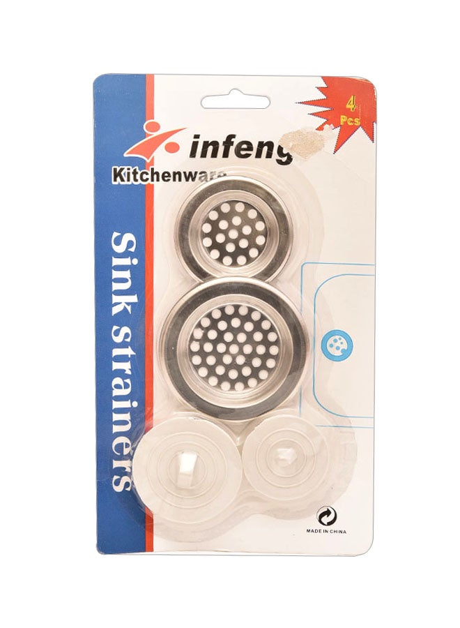 infeng 4-Piece Sink Strainer Set Silver/White 