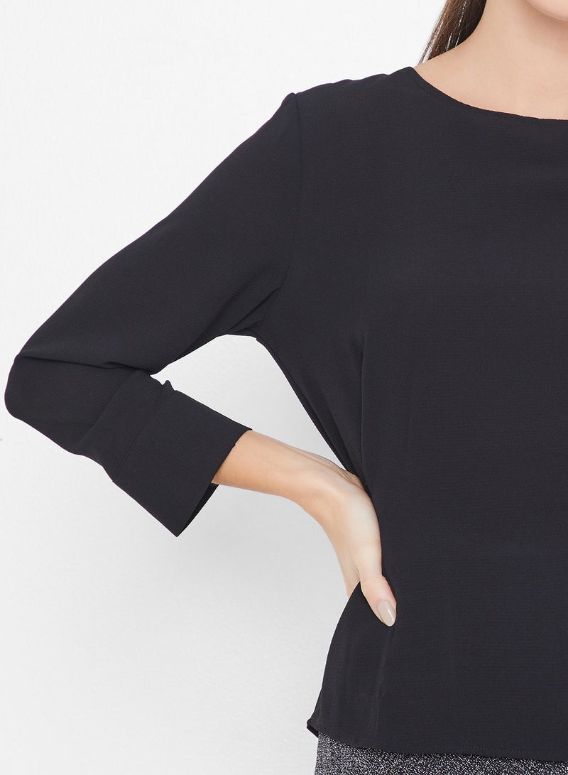 Jacqueline de Yong Keyhole Back Tie Waist Top Black  - Image 5