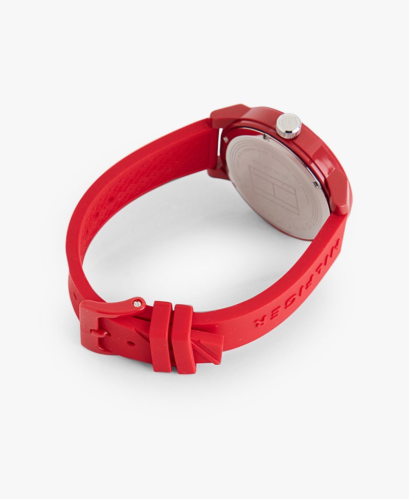 Men's Red Denim Analog Watch