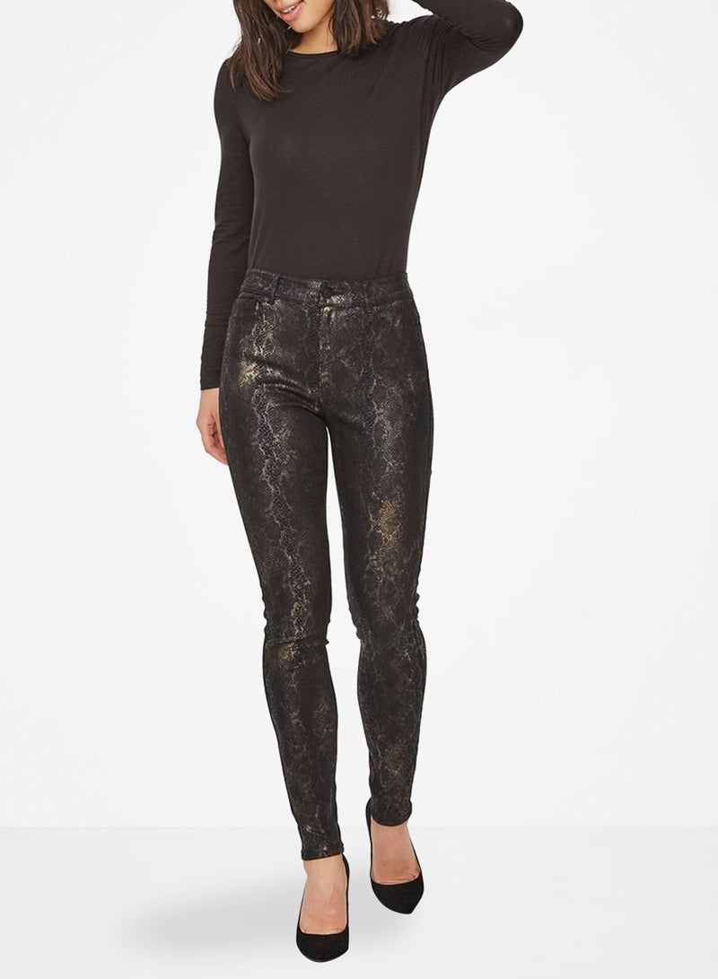 فيرو مودا بنطال بنمط جلد ثعبان أسود - Image 2