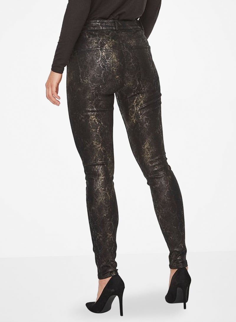 فيرو مودا بنطال بنمط جلد ثعبان أسود - Image 3