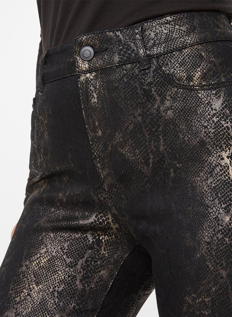 فيرو مودا بنطال بنمط جلد ثعبان أسود - Image 4