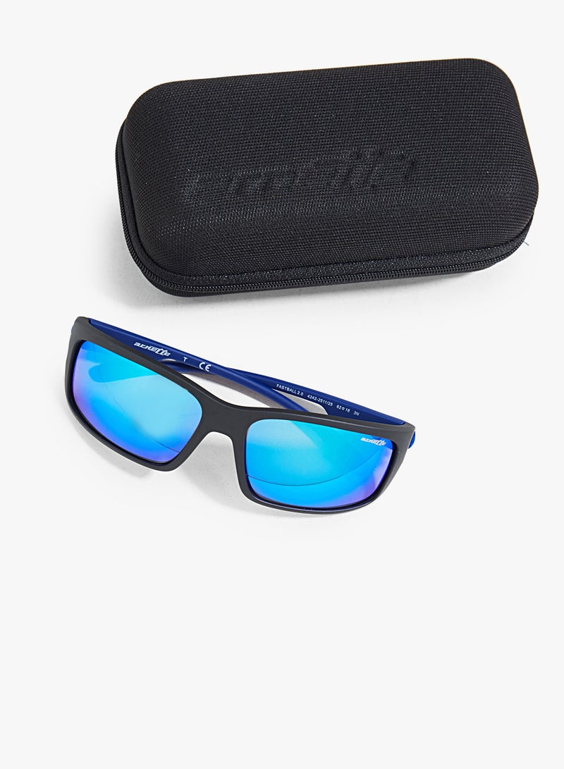 Arnette - Men's Black and Blue Mirrored Rectangular Sunglasses - Image 1