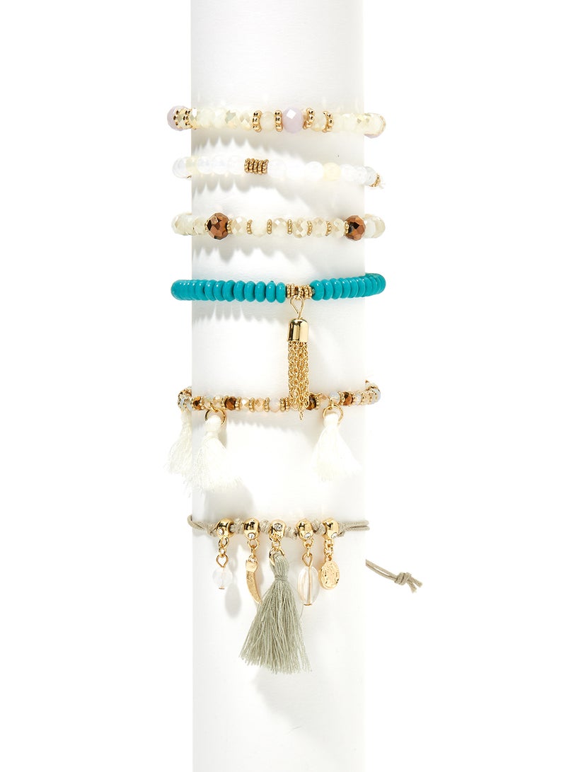 Rocawear - Set of 6 Tassel and Beads Stackable Bracelet - Image 1