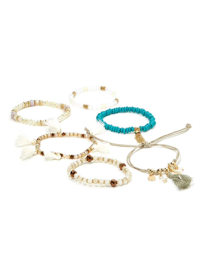 Rocawear - Set of 6 Tassel and Beads Stackable Bracelet - Image 1