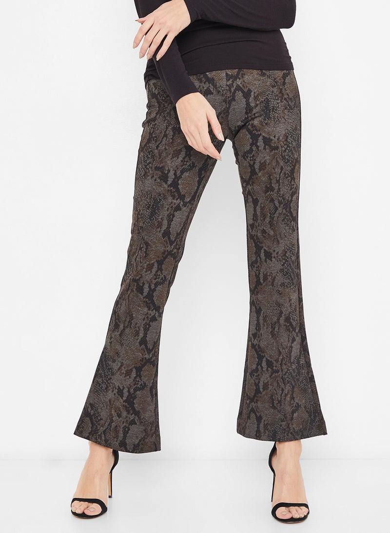 فيرو مودا بنطال بنمط جلد ثعبان أسود/بني - Image 1