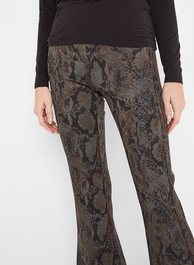 فيرو مودا بنطال بنمط جلد ثعبان أسود/بني - Image 4