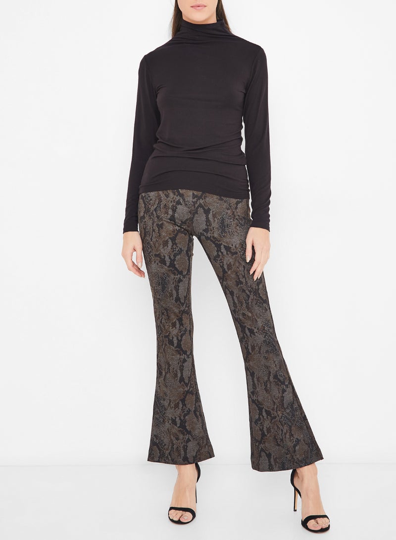 فيرو مودا بنطال بنمط جلد ثعبان أسود/بني - Image 2