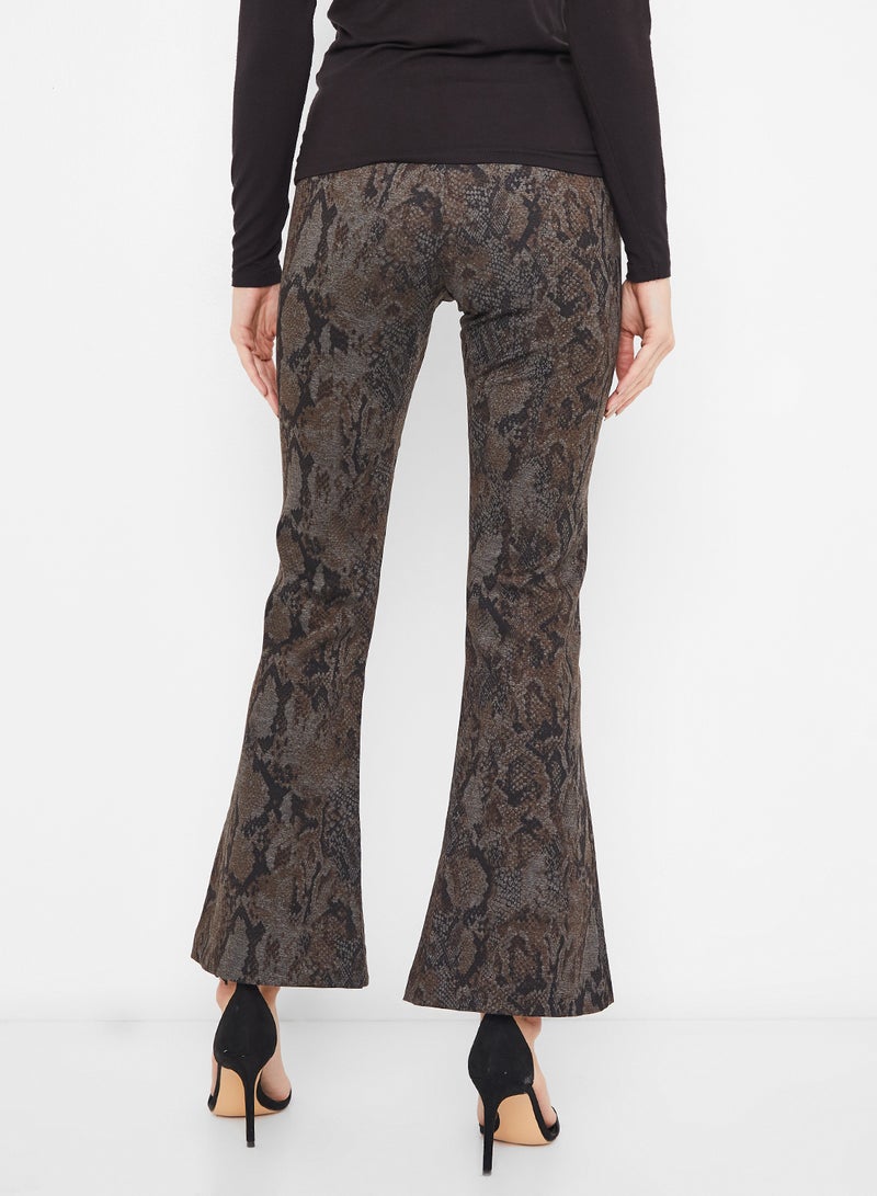 فيرو مودا بنطال بنمط جلد ثعبان أسود/بني - Image 3