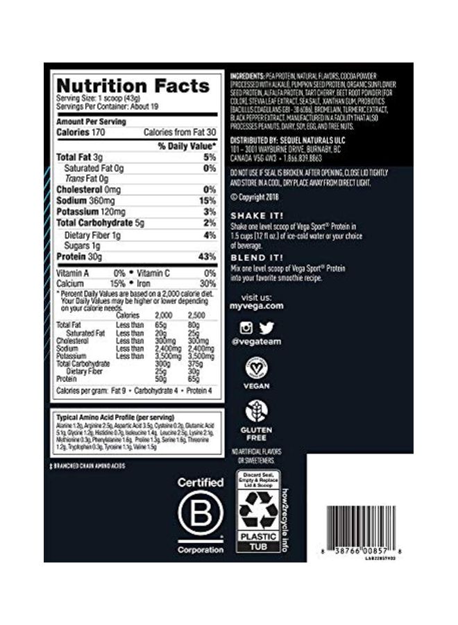 Vega Chocolate Sport Protein Powder - Image 3