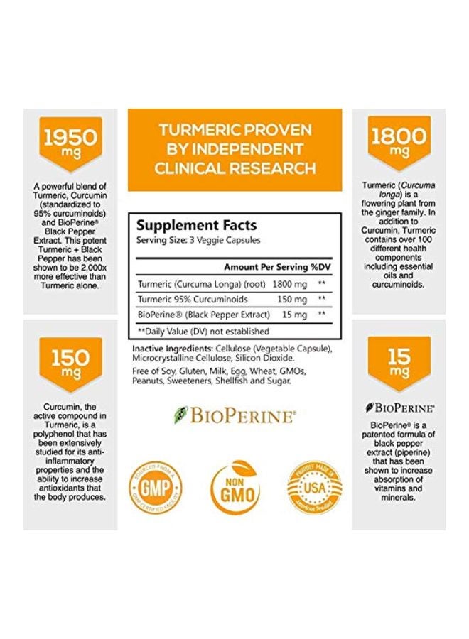 Nature's Nutrition - Turmeric Curcumin 1950mg - 60 Capsules - Image 1