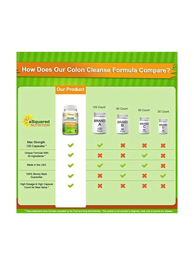 aSquared Nutrition Pure Colon Cleanse For Weight Loss - 120 Capsules - Image 3
