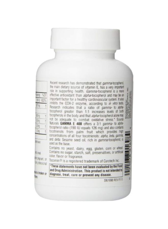 سورس ناتشورالز مكمل جاما بمركب E بتركيز 400 ملجم - 60 كبسولة هلامية - Image 2