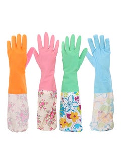kilofly Pair Of 2 Dishwashing Gloves Green/Pink  - Image 2