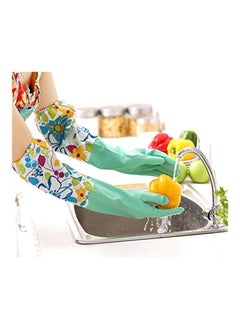 kilofly Pair Of 2 Dishwashing Gloves Green/Pink  - Image 4