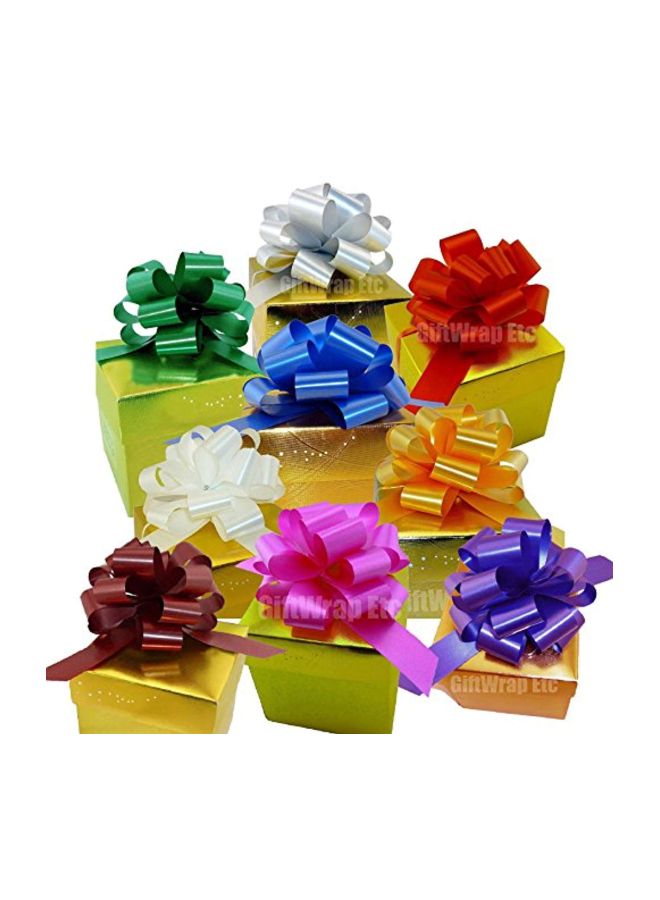 GiftWrap Etc. 9-Piece Gift Wrap Pull Bow Set Gold/White/Brown - Image 2