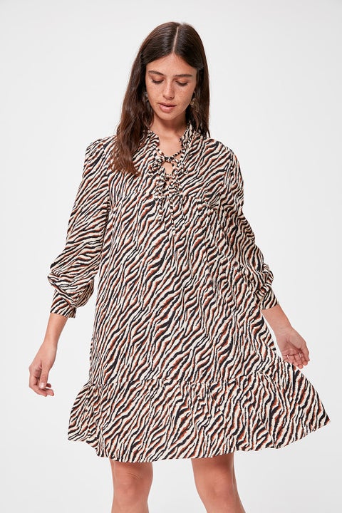 Zebra Print Swing Dress Multicolour