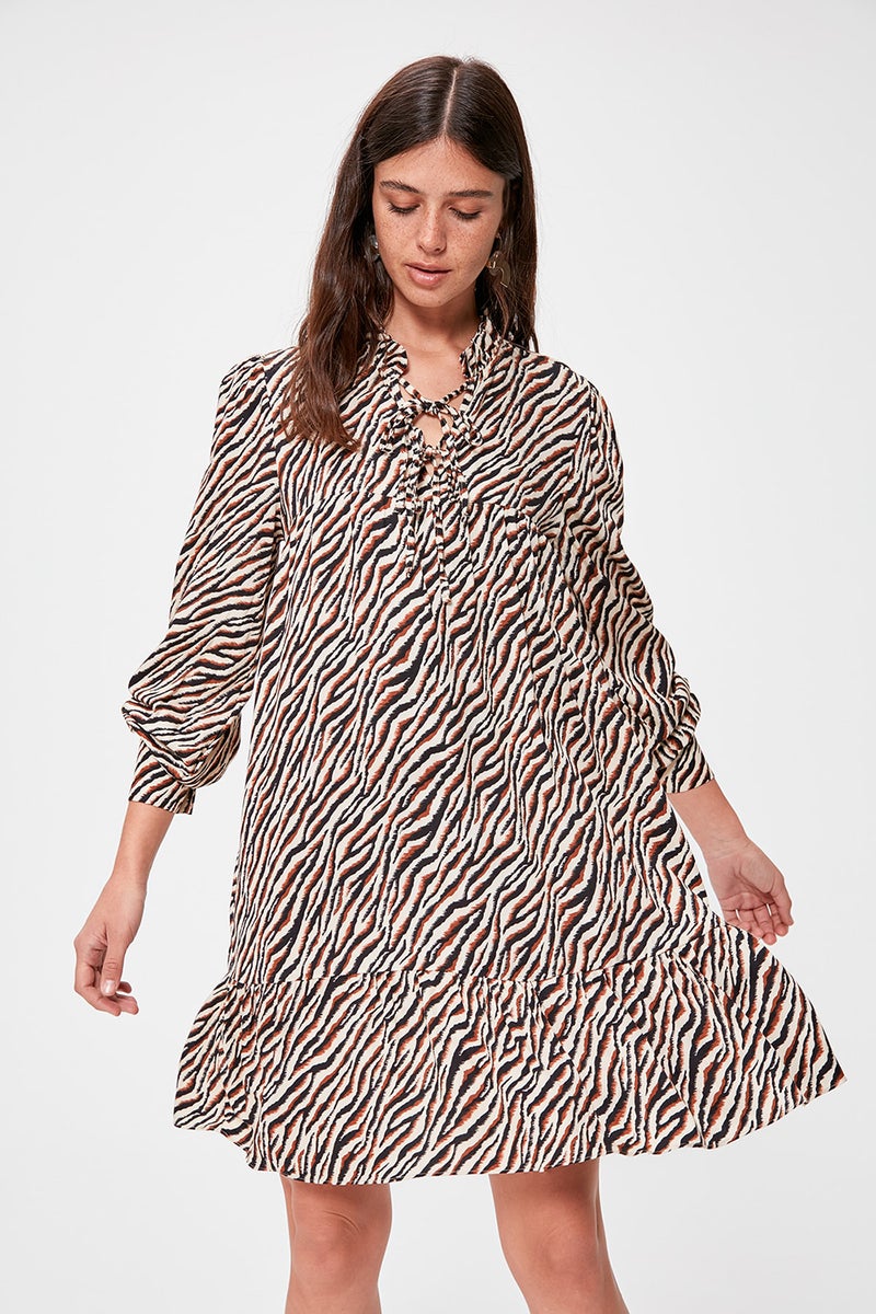 trendyol - Zebra Print Swing Dress Multicolour - Image 1