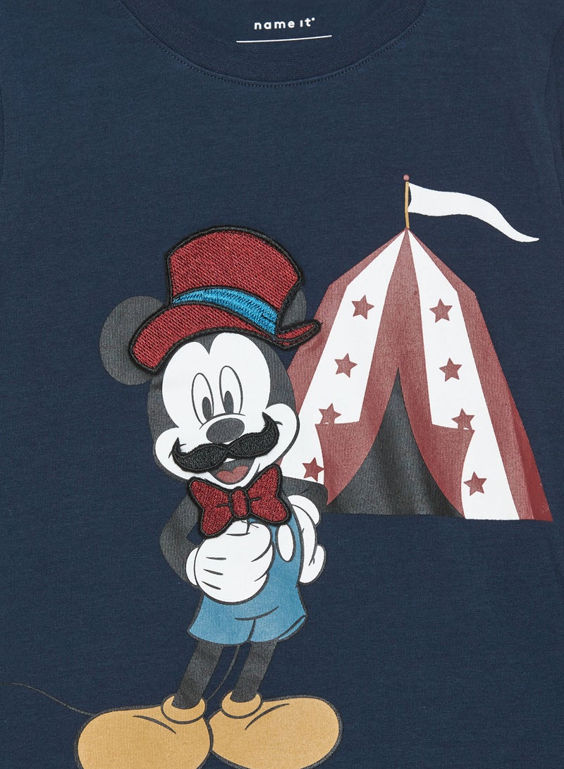 NAME IT Kids Mickey Mouse Long Sleeve T-Shirt Navy  - Image 3