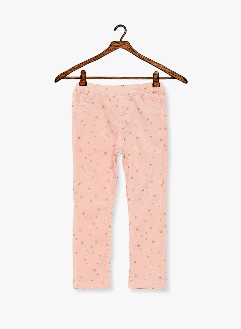 نيم ات بنطال ضيق بتفصيلة نجمة براقة للبنات وردي - Image 1