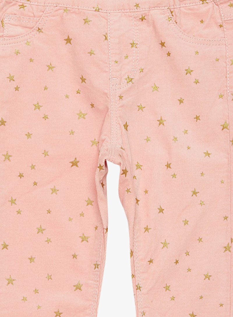 نيم ات بنطال ضيق بتفصيلة نجمة براقة للبنات وردي - Image 3