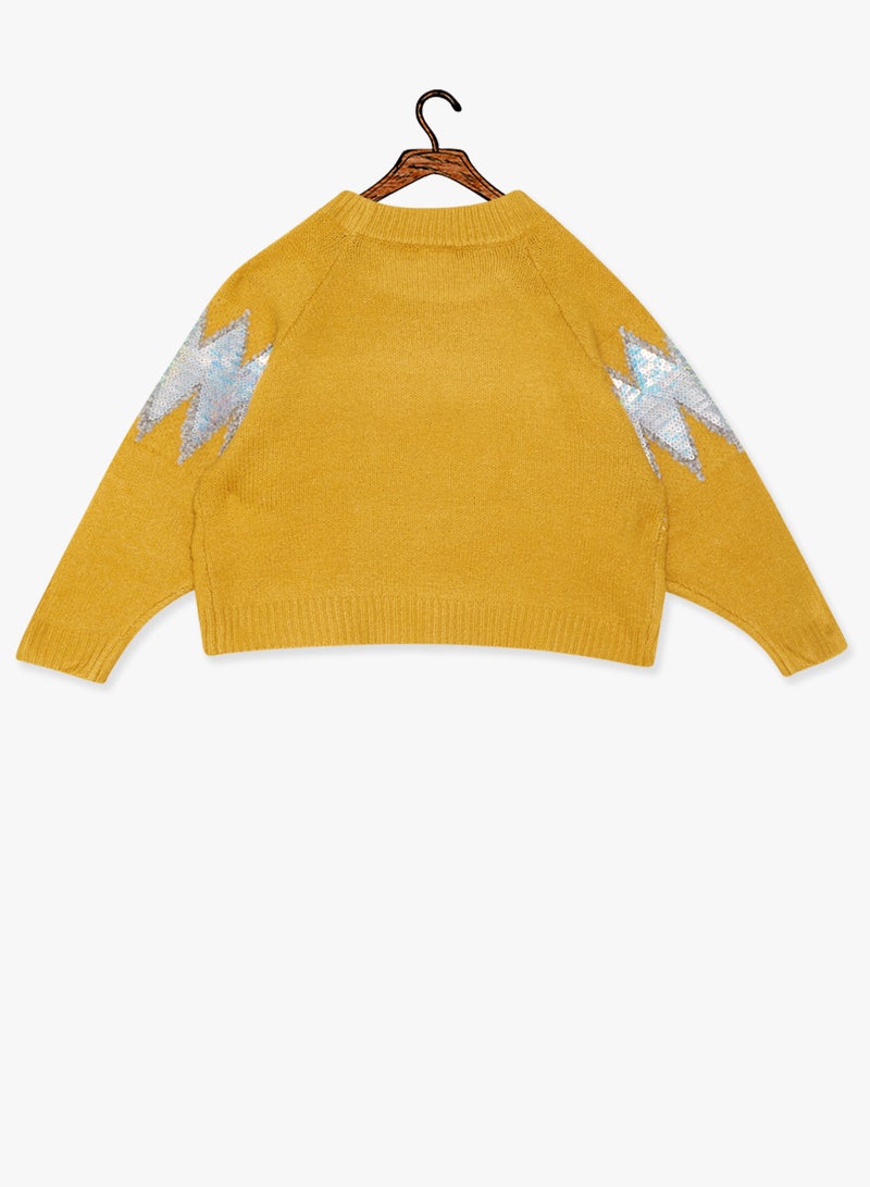 NAME IT Girls Sequin Detailed Sweater Yellow - Image 2