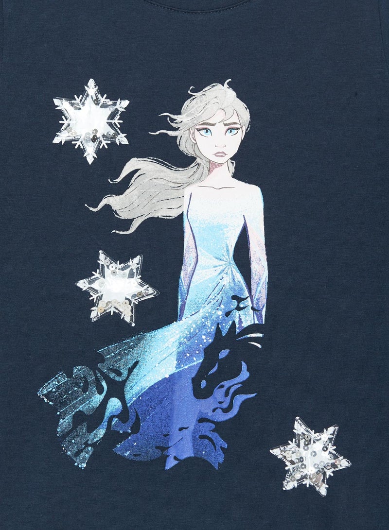 نيم ات تيشيرت بأكمام طويلة بطبعة من فيلم Frozen للأطفال أزرق داكن - Image 3