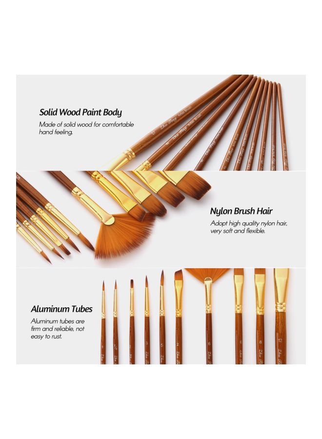 10-Piece Paint Brush Set Brown/Gold - Image 3